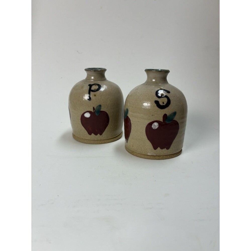 Barton Potteries Ceramic Handmade Salt And Pepper Shakers Apple Design